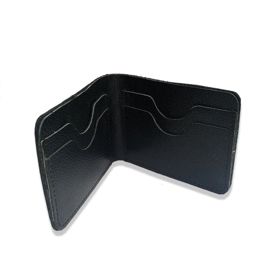 Black leather wallet on a white background