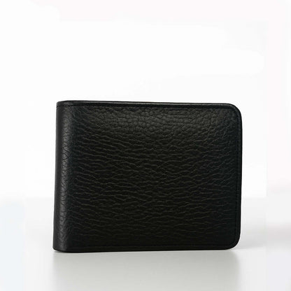 Men’s Premium Textured Black Leather Wallet – Slim Bifold Minimalist Design
