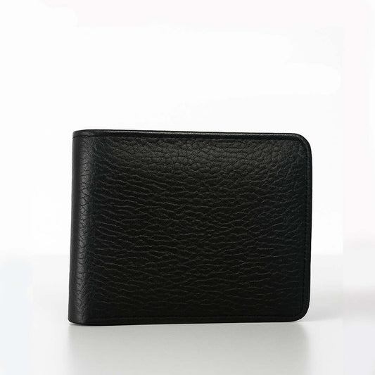 Men’s Premium Textured Black Leather Wallet – Slim Bifold Minimalist Design