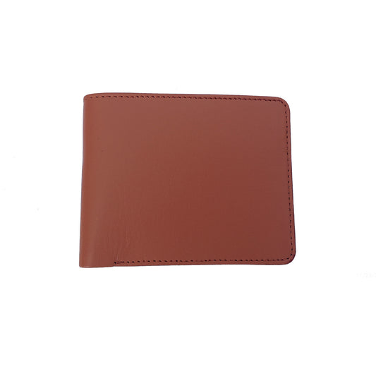 Premium Plain Brown Leather Bi-Fold Wallet for Men – Slim Card Holder & Cash Wallet