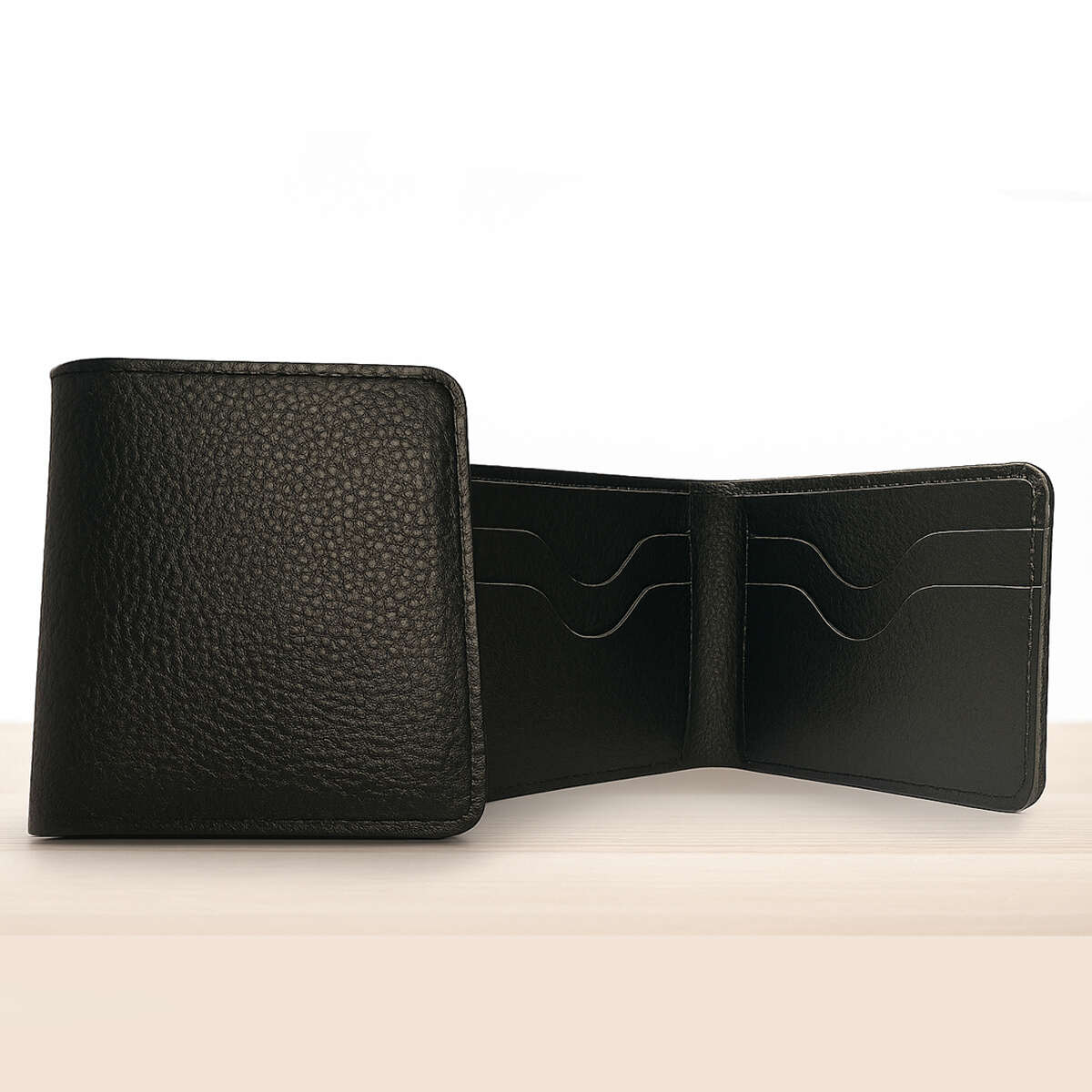 Men’s Black Leather Wallet – Slim, Durable & Stylish Bi-Fold with Multiple Card Slots | Everyday Carry Wallet