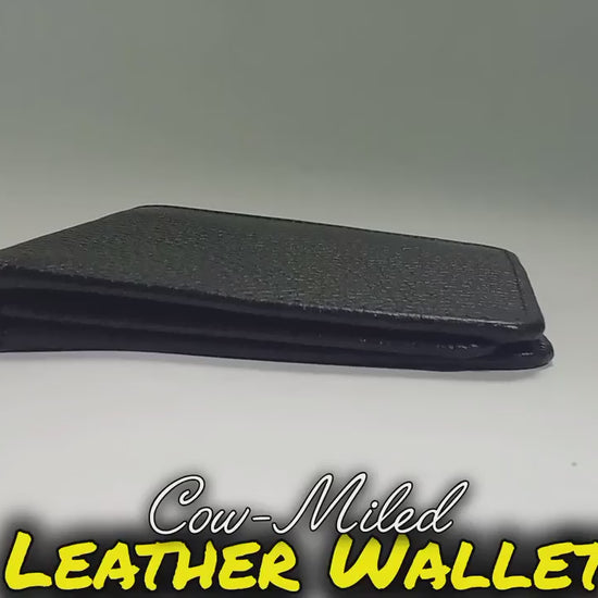 Men’s Premium Textured Black Leather Wallet – Slim Bifold Minimalist Design