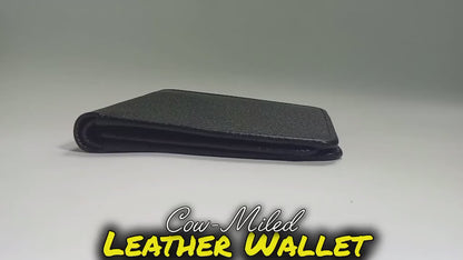 Men’s Premium Textured Black Leather Wallet – Slim Bifold Minimalist Design