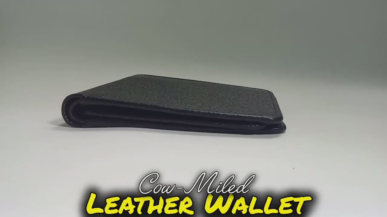 Men’s Premium Textured Black Leather Wallet – Slim Bifold Minimalist Design