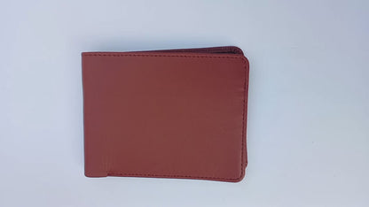 Premium Plain Brown Leather Bi-Fold Wallet for Men – Slim Card Holder & Cash Wallet