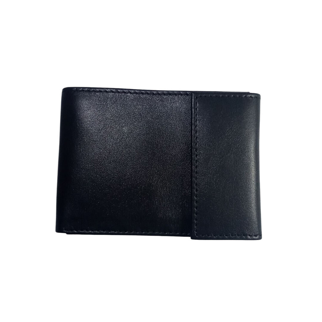 Black genuine leather men’s wallet – slim bifold design for everyday use